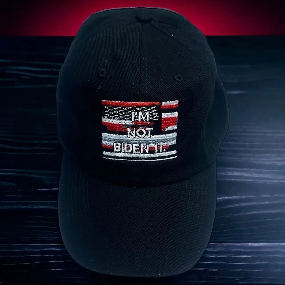 I’M NOT BIDEN IT. l USA Statement Hat, Cap l Soft Cotton l Slide Closure l New